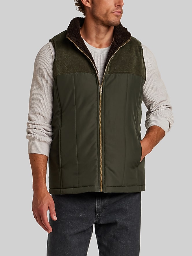 Weatherproof Vintage Faux Sherpa-Lined Mixed Media Corduroy Vest