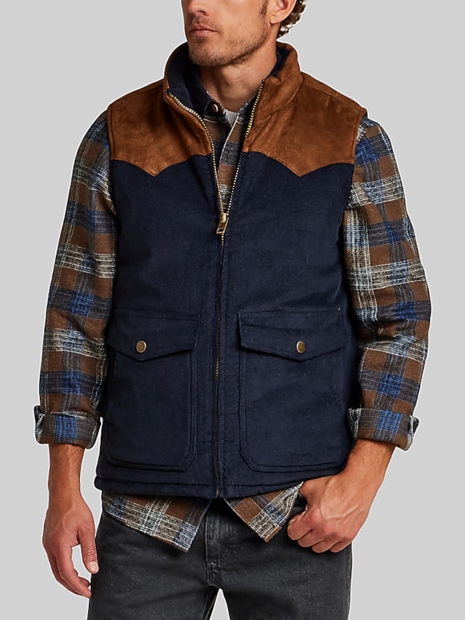 Weatherproof Vintage Mixed Media Suede Corduroy Western Vest