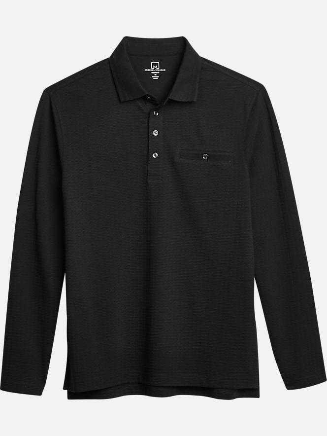 Michael Strahan Modern Fit Long Sleeve Textured Polo Square All Clearance 3999 Mens Wearhouse 