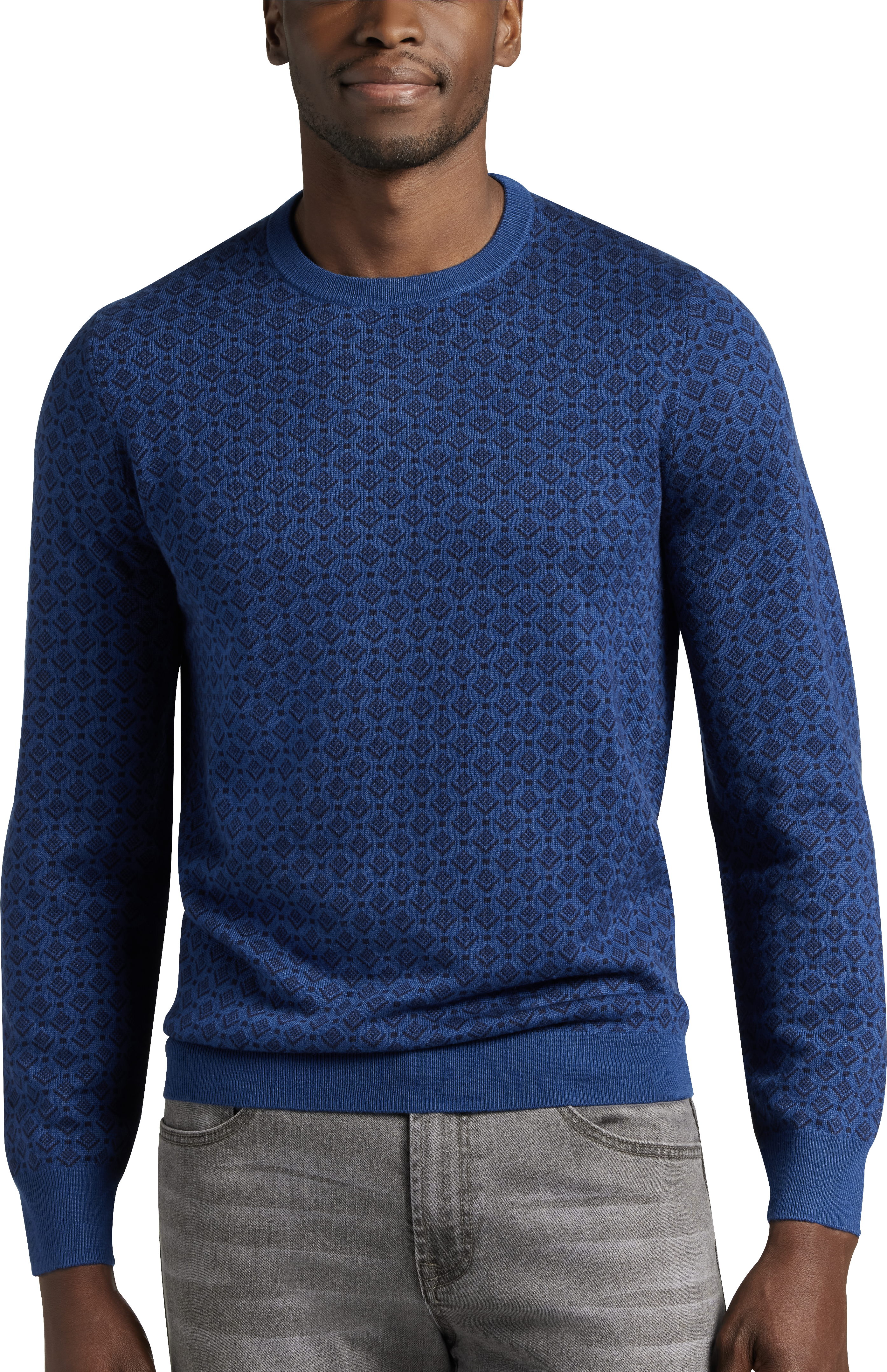 Michael Strahan Modern Fit Jacquard Crew Neck Sweater | Sweaters | Men's  Wearhouse