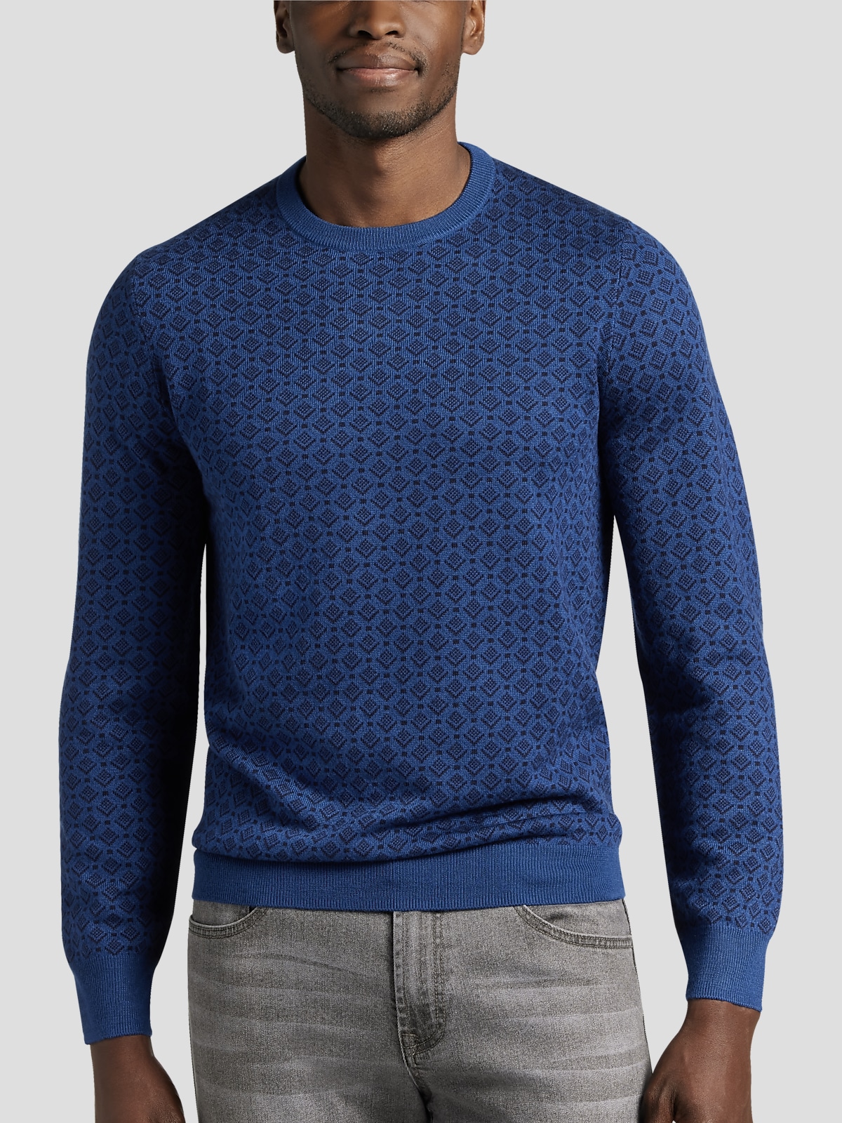 Michael Strahan Modern Fit Jacquard Crew Neck Sweater | New Arrivals| Men's  Wearhouse