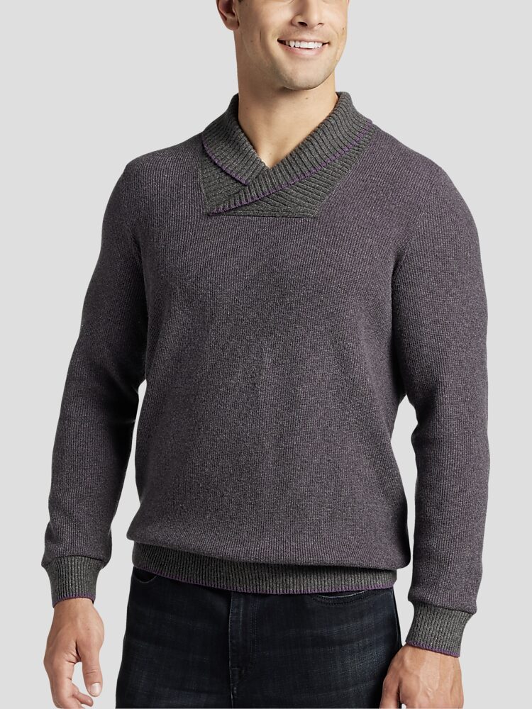Men's sweater with built in collar hot sale