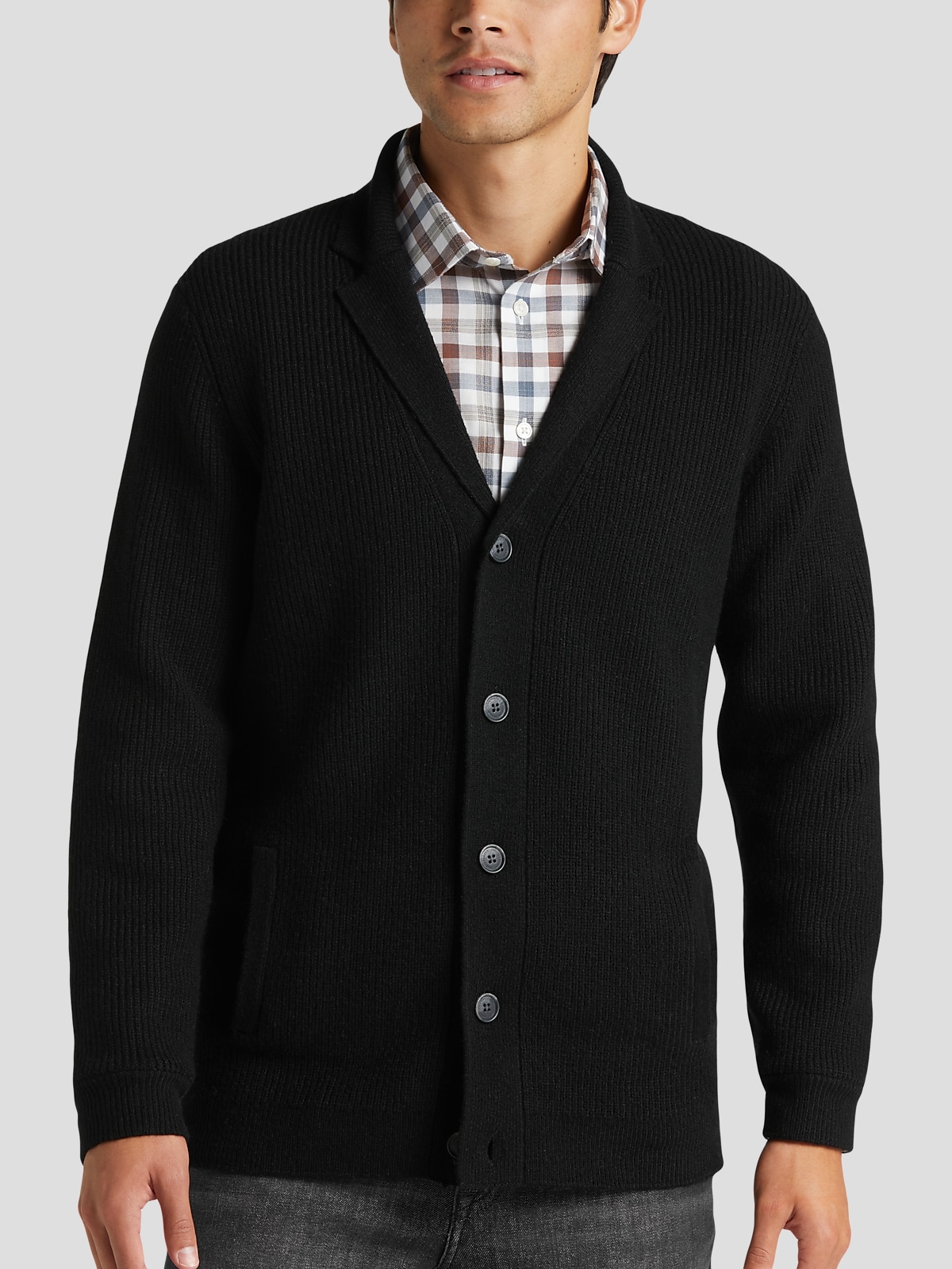 Joseph Abboud Modern Fit Ribbed Stitch Sweater Jacket | All Clearance ...