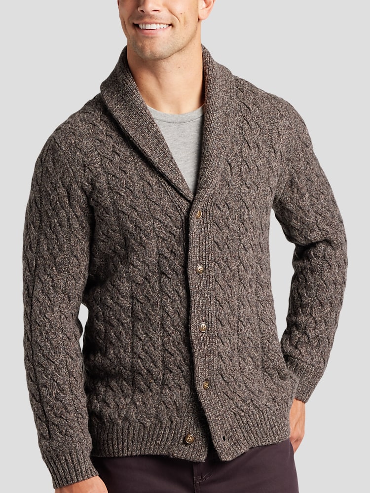 Cable knit cardigan men top