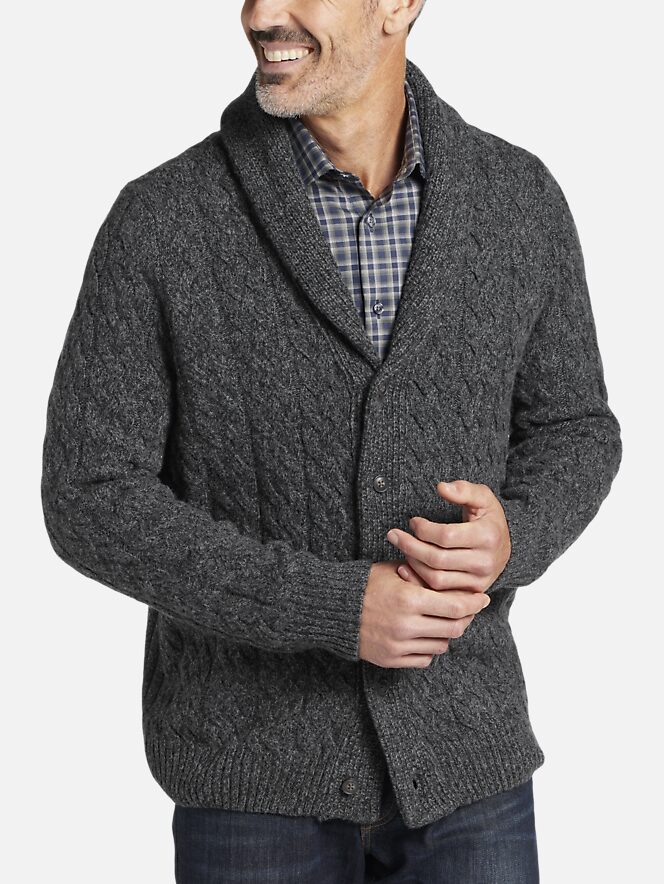 Joseph Abboud Modern Fit Cable Knit Cardigan Sweater All Sale Mens