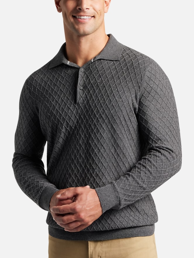 Joseph Abboud Modern Fit Diamond Stitch Polo Sweater Sweaters Men's