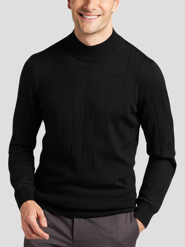 Joseph Abboud Modern Fit Mock Neck Merino Wool Sweater New
