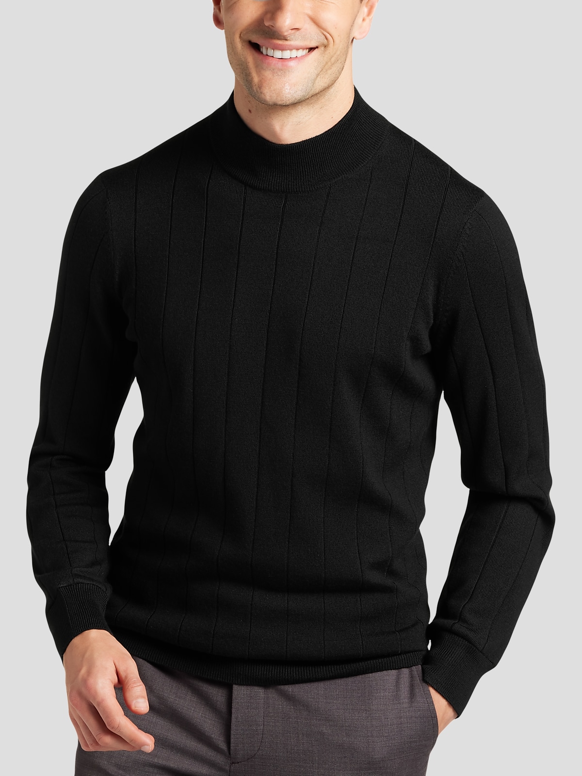Joseph Abboud Modern Fit Mock Neck Merino Wool Sweater New