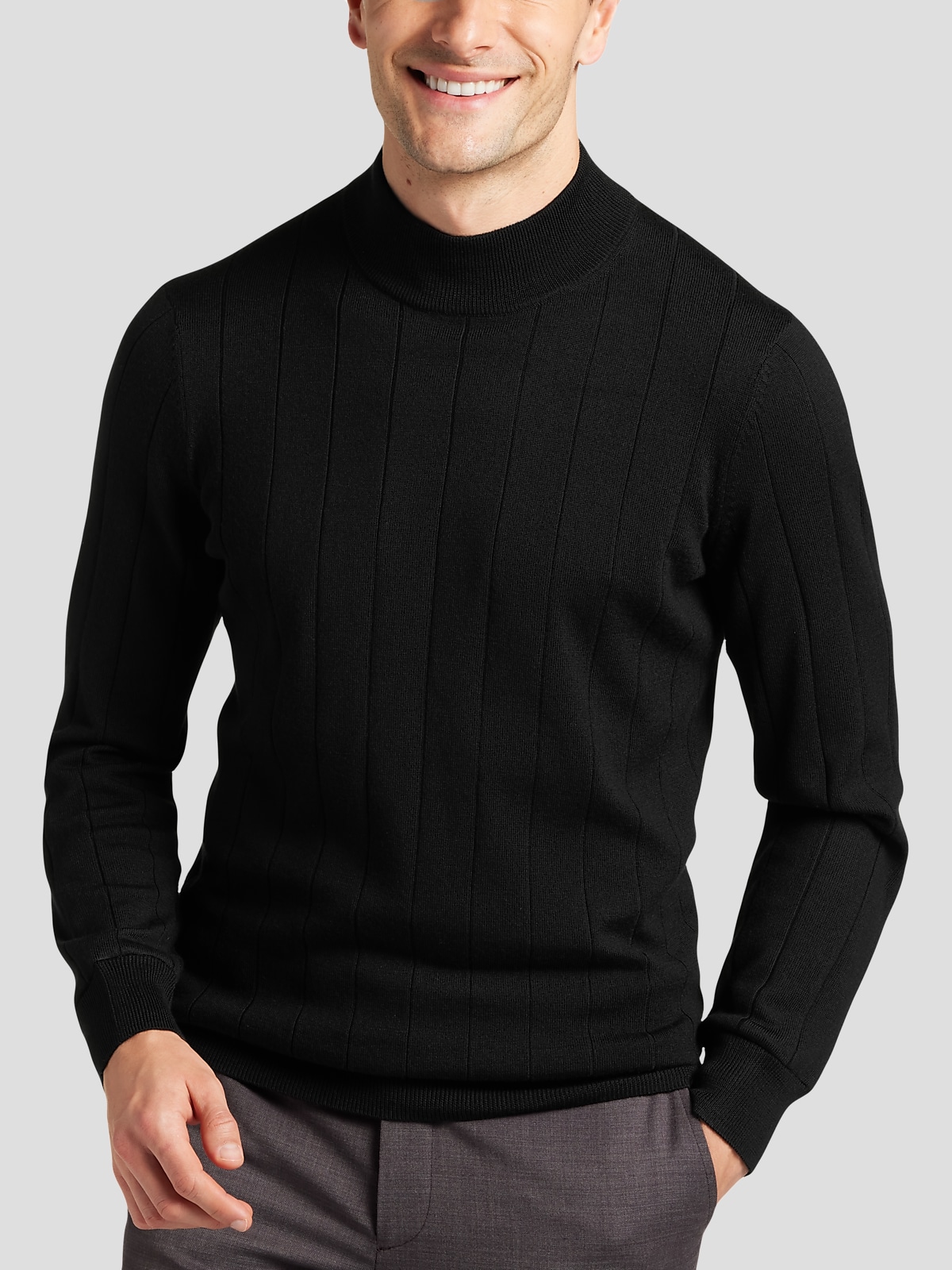 Three Button Mock Neck Tall Men's Sweater