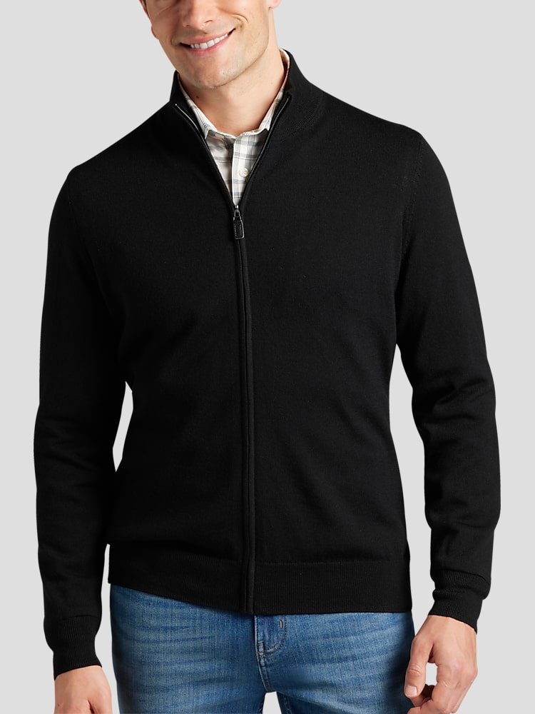 Joseph Abboud Modern Fit Full-Zip Merino Wool Sweater, All Sale