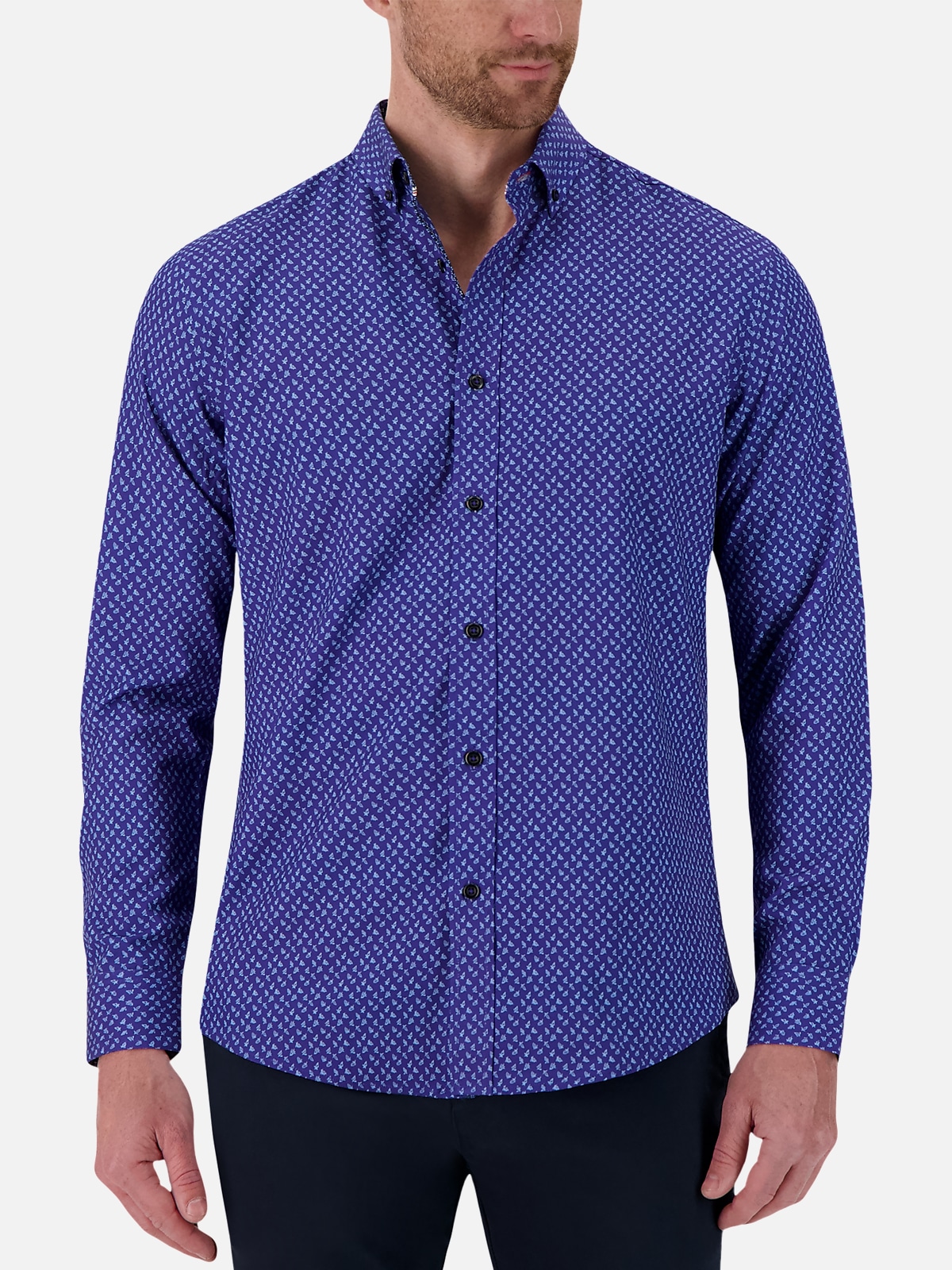Report Collection Slim Fit Small Floral 4-Way Stretch Sport Shirt | All ...