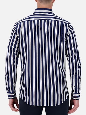 Report Collection Slim Fit 4-Way Stretch Panel Stripe Sport Shirt | All ...