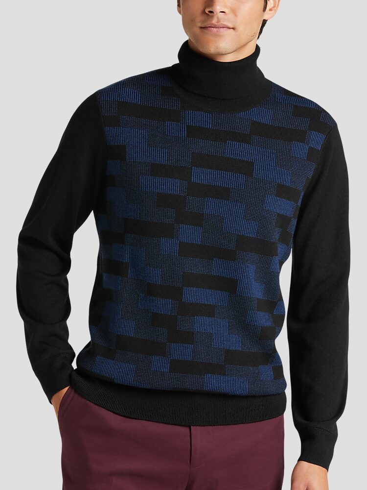 Michael Strahan Modern Fit Turtleneck Sweater Jacquard Sweaters Men s Wearhouse