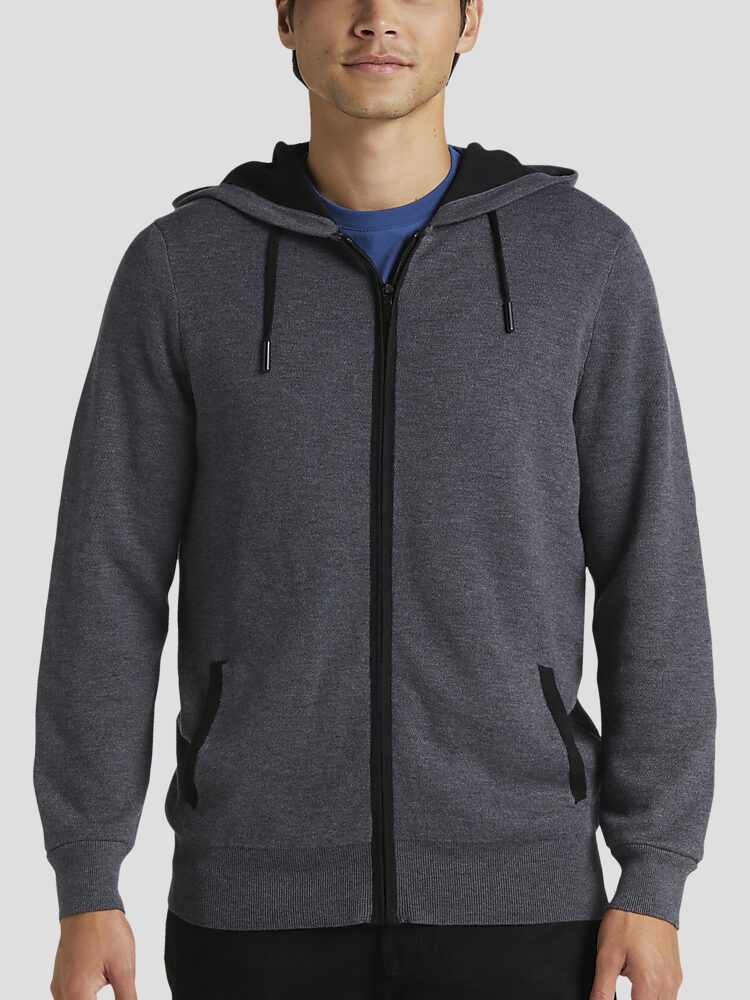 Mens slim fit zip hoodie sale