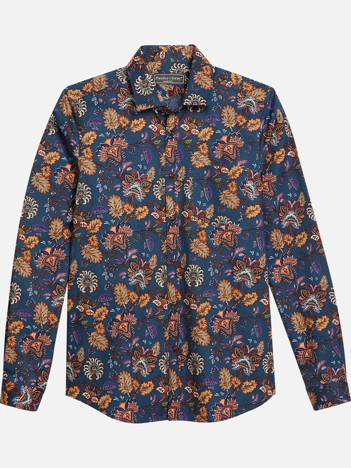 Paisley & Gray Slim Fit Leaf Pattern Sport Shirt | All Clearance $39.99 ...