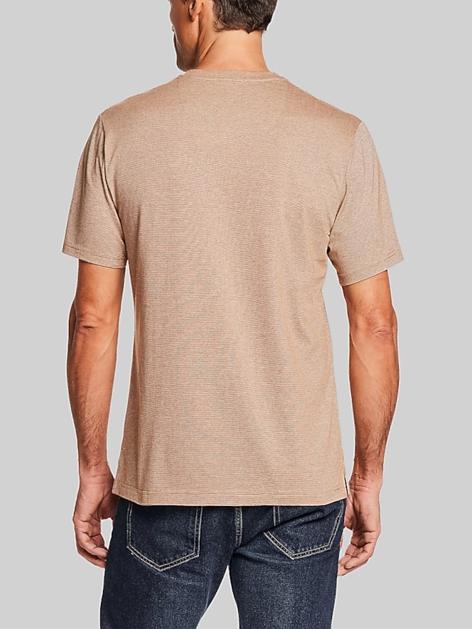 Weatherproof Regular Fit Suede Microstripe Short Sleeve Henley