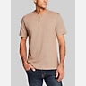 Weatherproof Regular Fit Suede Microstripe Short Sleeve Henley