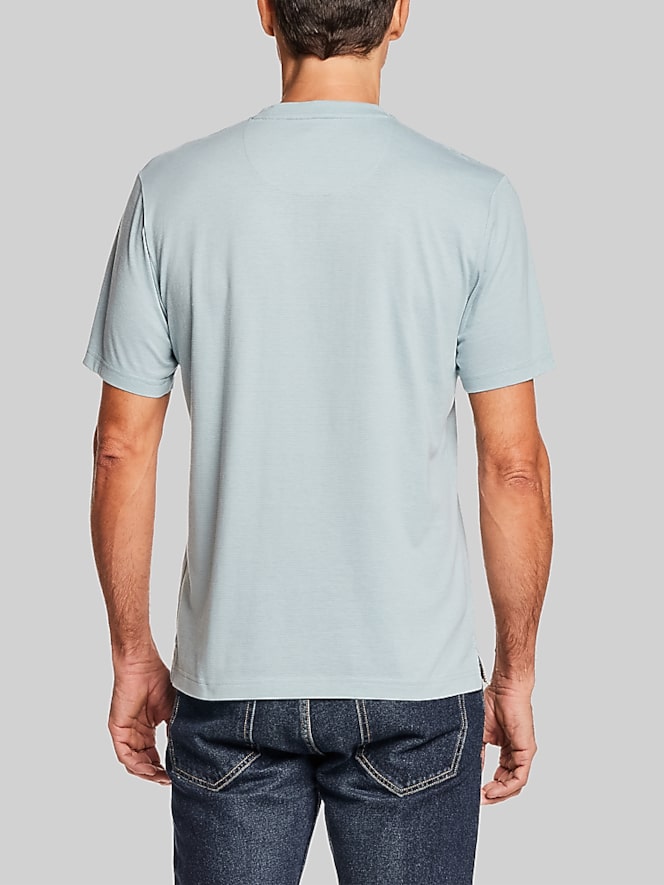 Weatherproof Vintage Regular Fit Suede Microstripe Short Sleeve Henley
