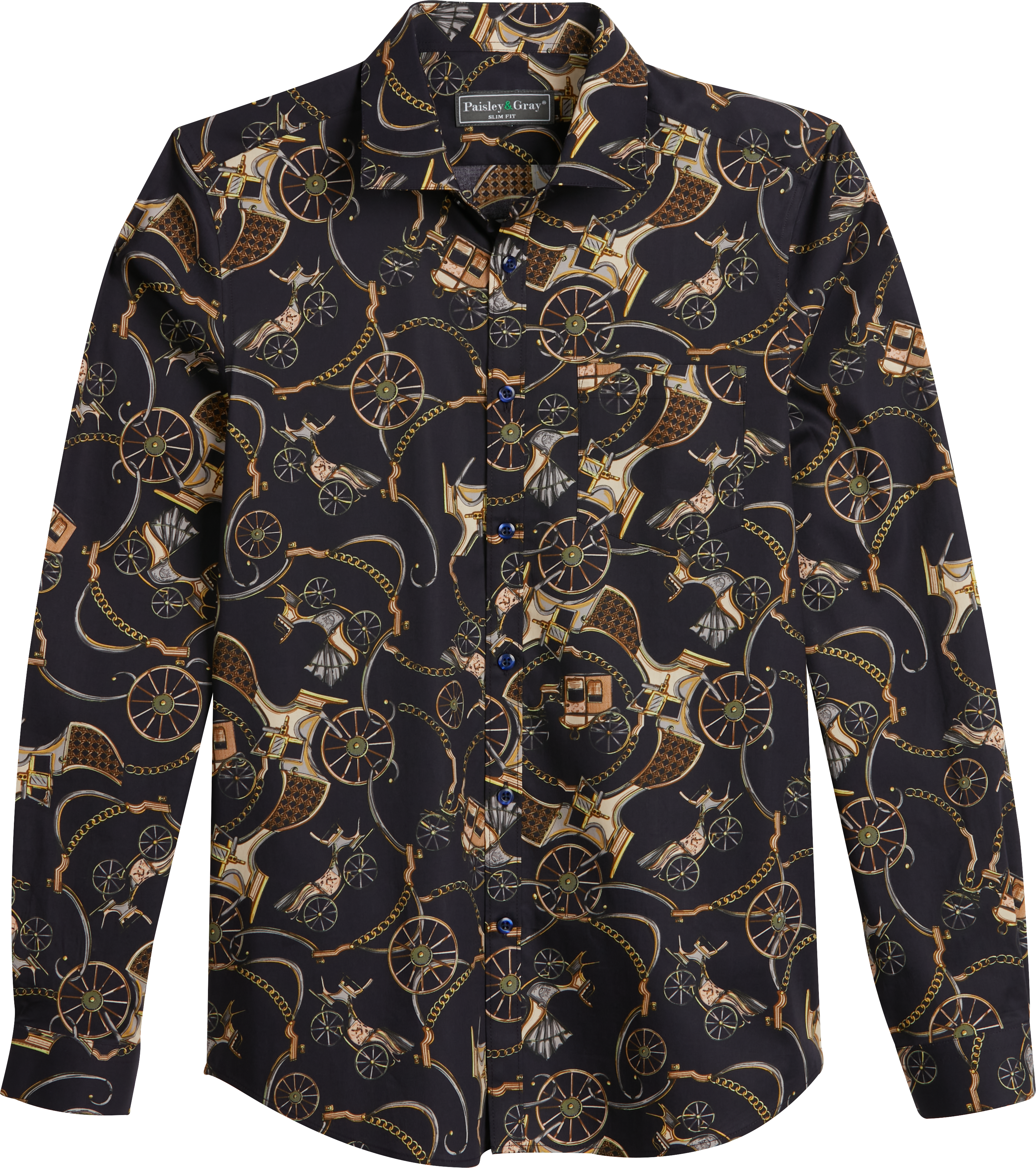 Slim Fit Coach Print Sport Shirt