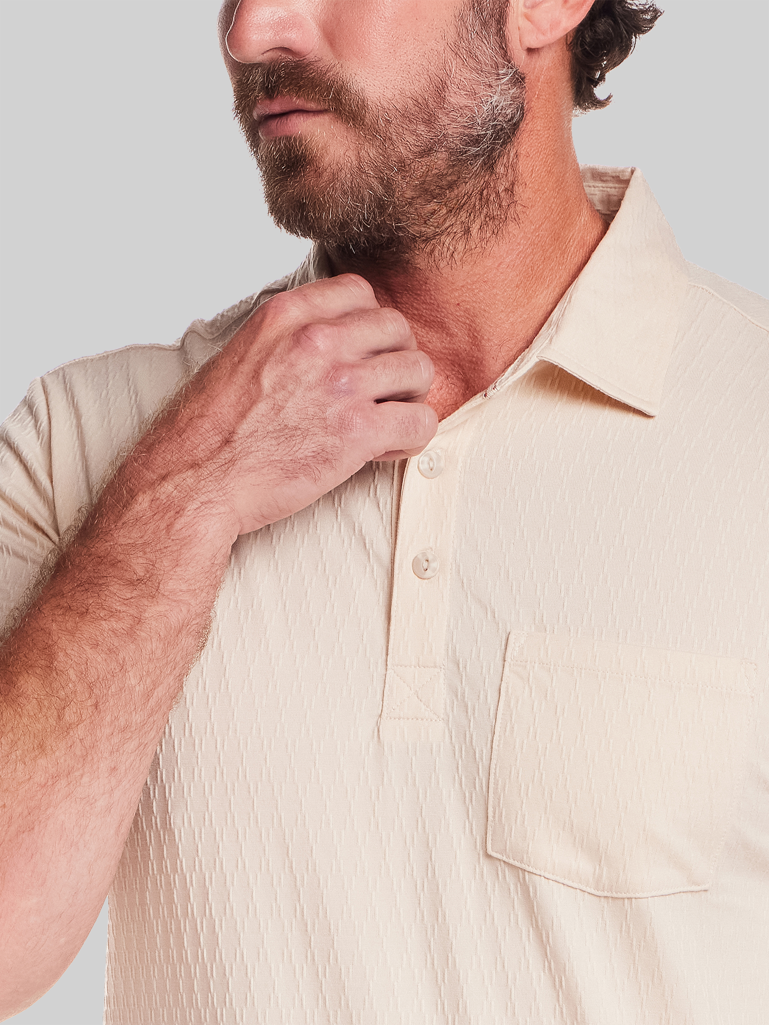 Regular Fit Diamond Texture Short Sleeve Polo