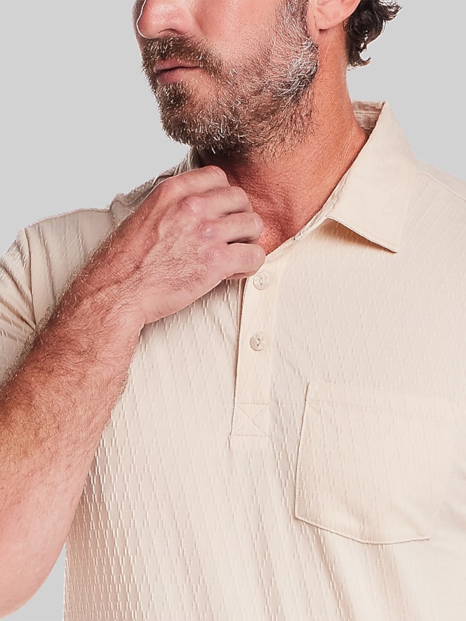 Weatherproof Vintage Regular Fit Diamond Texture Short Sleeve Polo