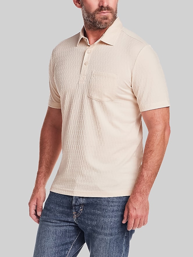 Weatherproof Vintage Regular Fit Diamond Texture Short Sleeve Polo