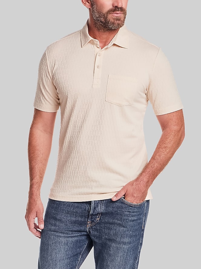 Weatherproof Vintage Regular Fit Diamond Texture Short Sleeve Polo