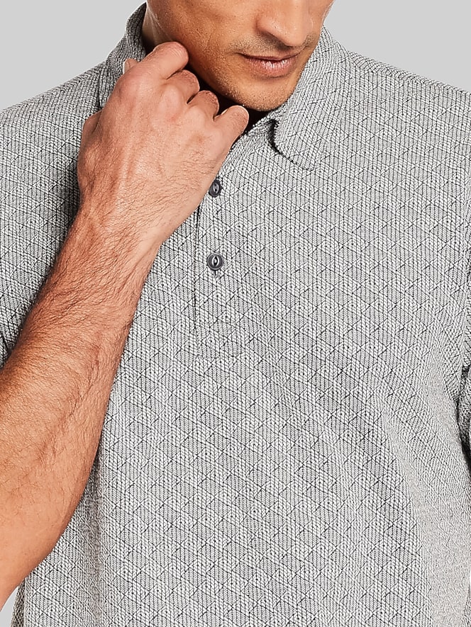 Weatherproof Vintage Regular Fit Diamond Jacquard Short Sleeve Polo