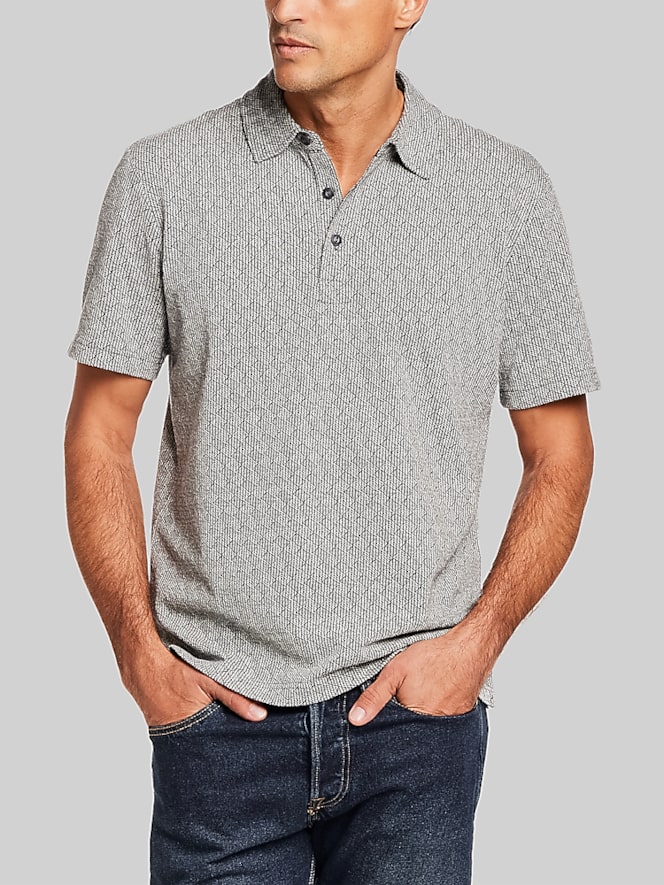 Weatherproof Vintage Regular Fit Diamond Jacquard Short Sleeve Polo