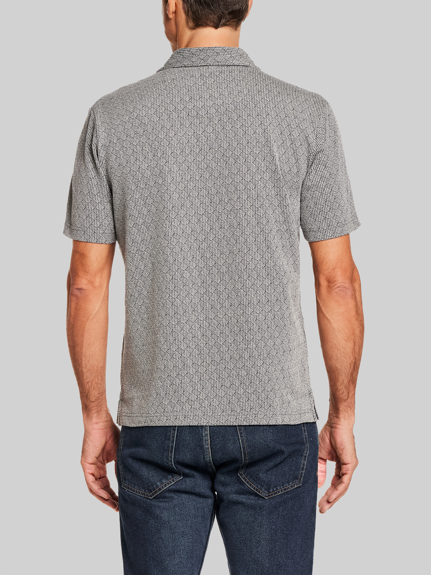 Regular Fit Diamond Jacquard Short Sleeve Polo