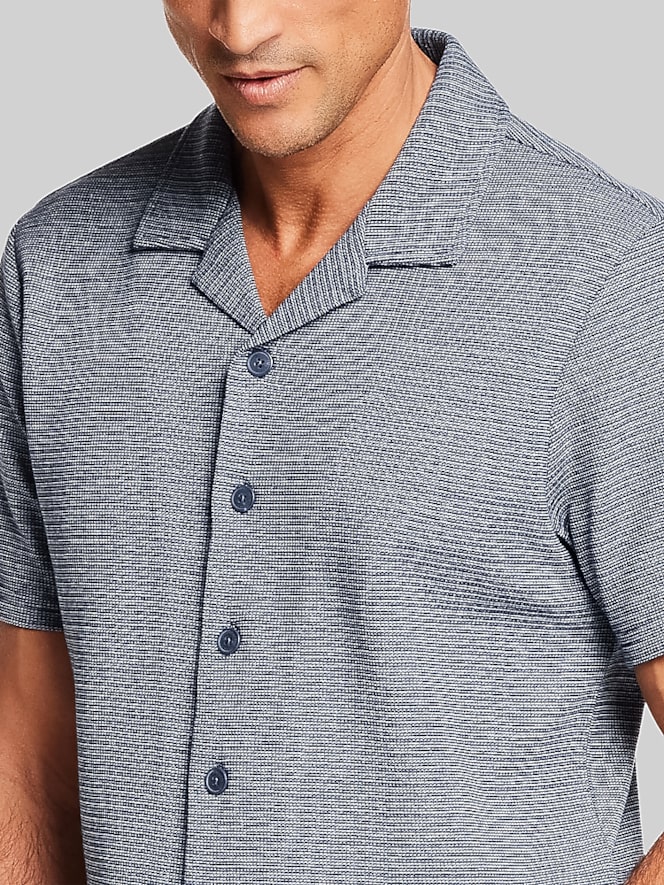 Weatherproof Vintage Regular Fit Variegated Microstripe Coat-Front Short Sleeve Shirt