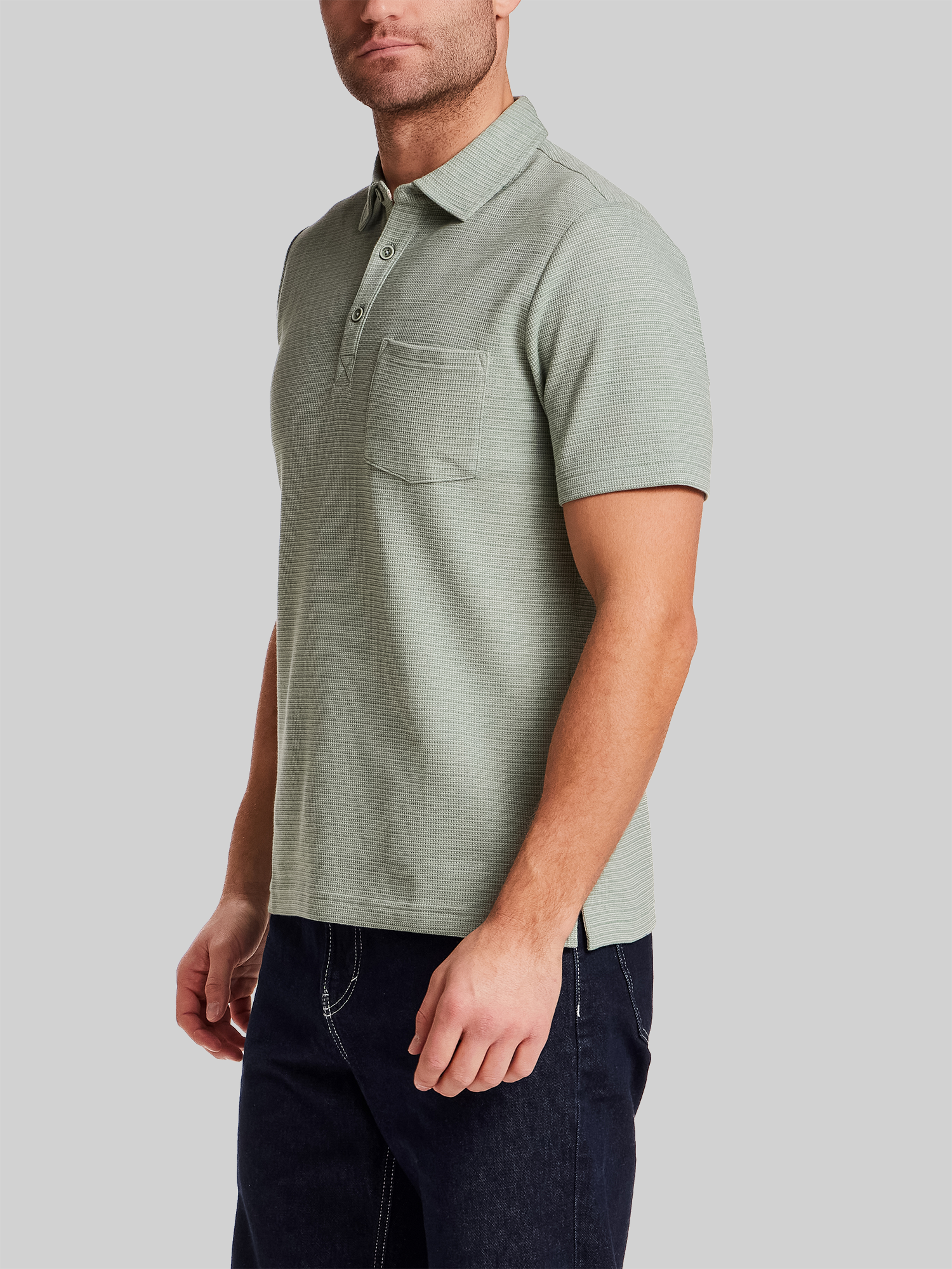 Regular Fit Variegated Microstripe Short Sleeve Polo