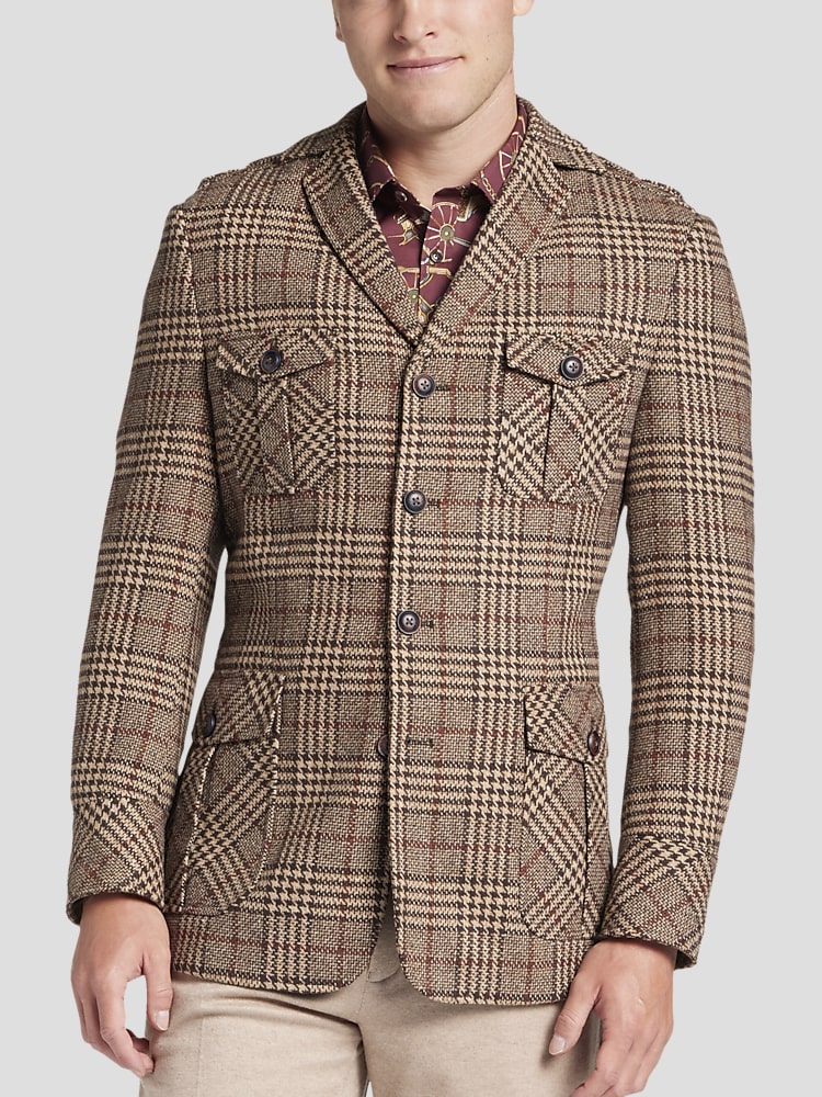 Plaid military jacket clearance