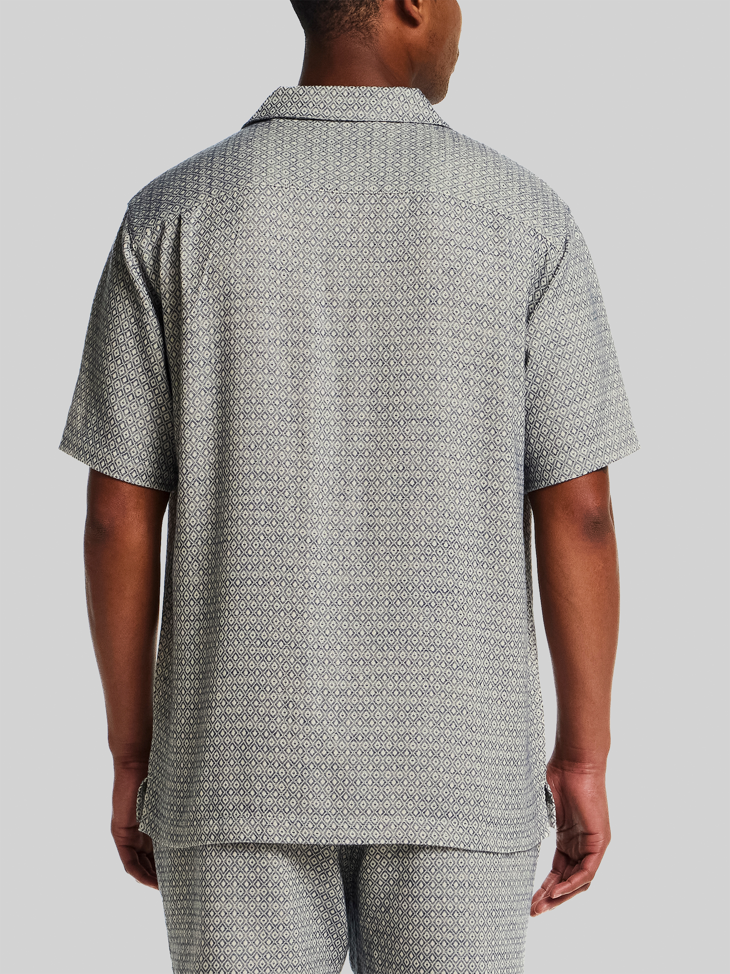 Regular Fit Jacquard Short Sleeve Button Up Shirt