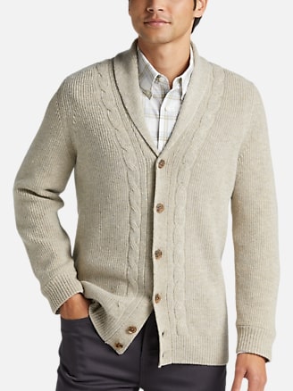 Joseph Abboud Modern Fit Cable Knit Shawl Collar Cardigan | All Sale ...