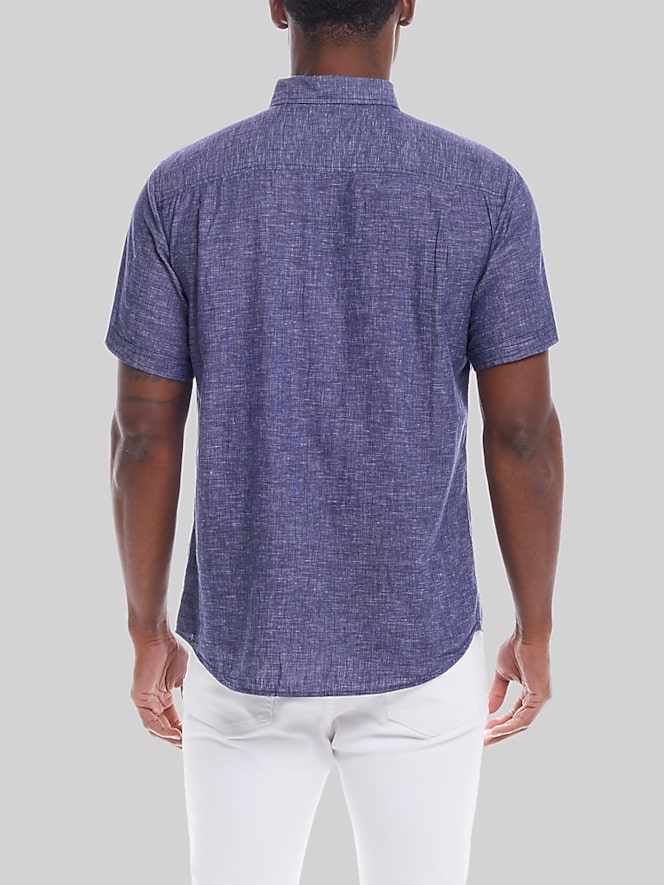 Weatherproof Vintage Regular Fit Mixy Solid Woven Short Sleeve Shirt