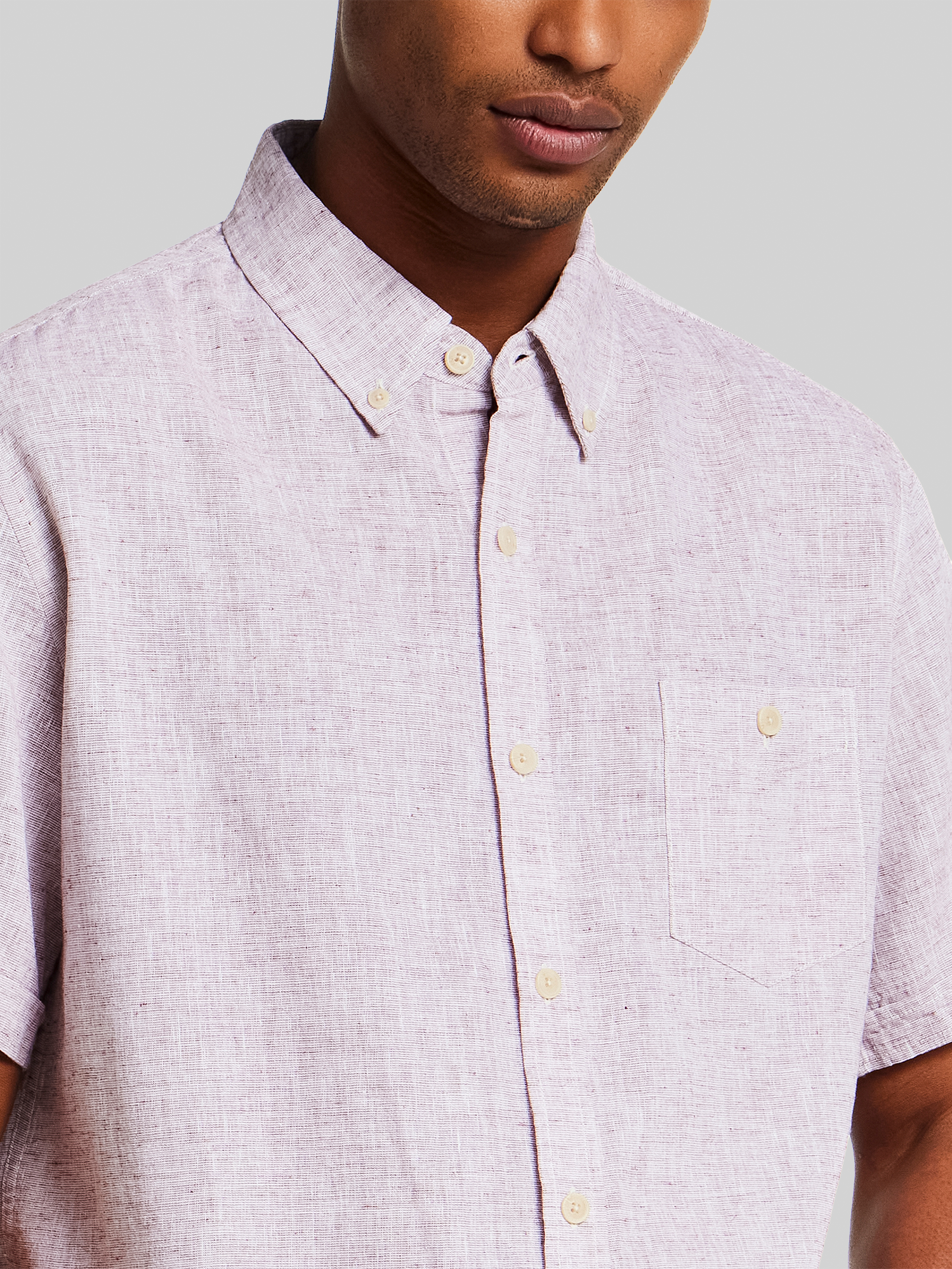 Regular Fit Mixy Solid Woven Short Sleeve Shirt