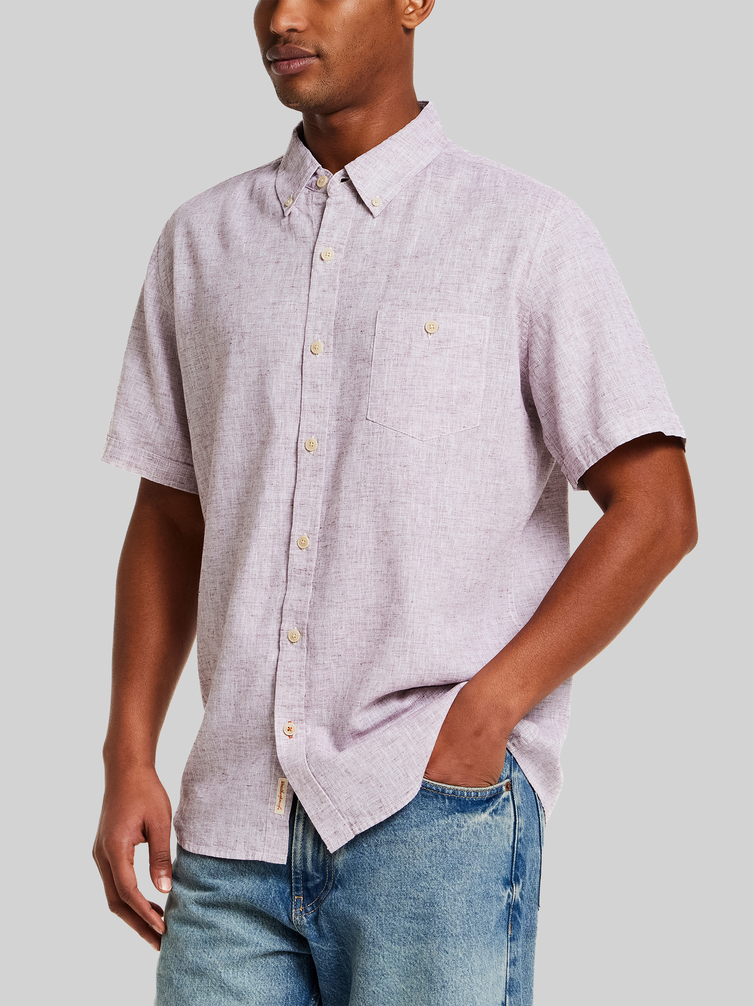 Regular Fit Mixy Solid Woven Short Sleeve Shirt