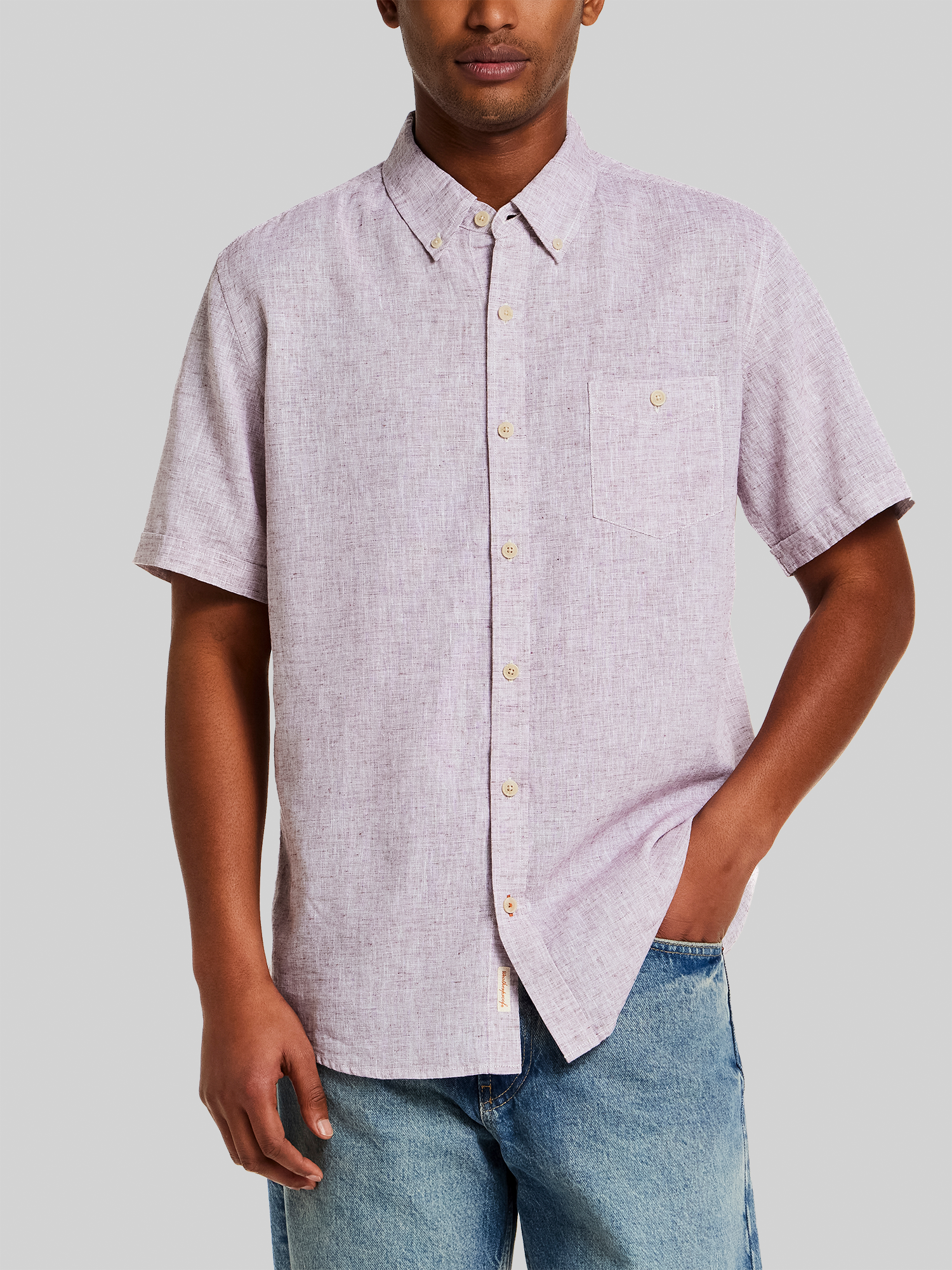 Regular Fit Mixy Solid Woven Short Sleeve Shirt
