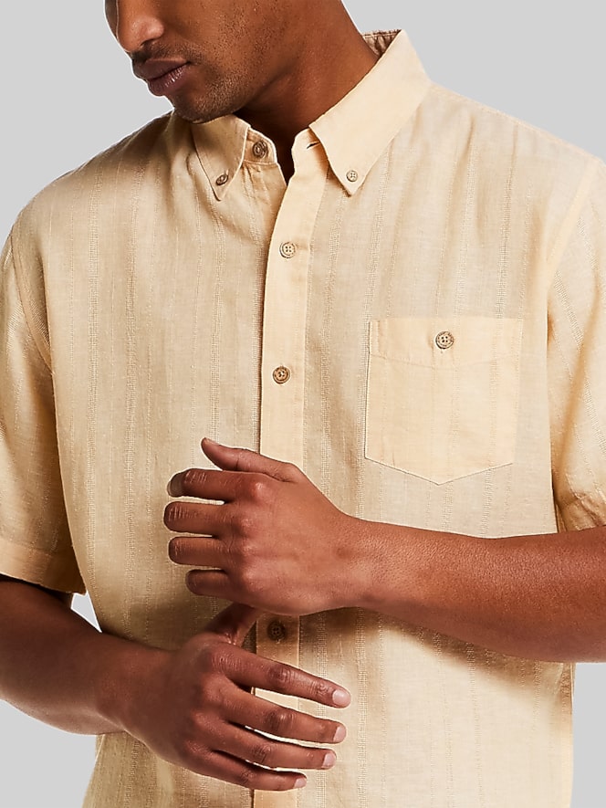 Weatherproof Vintage Regular Fit Dobby Stripe Woven Short Sleeve Shirt