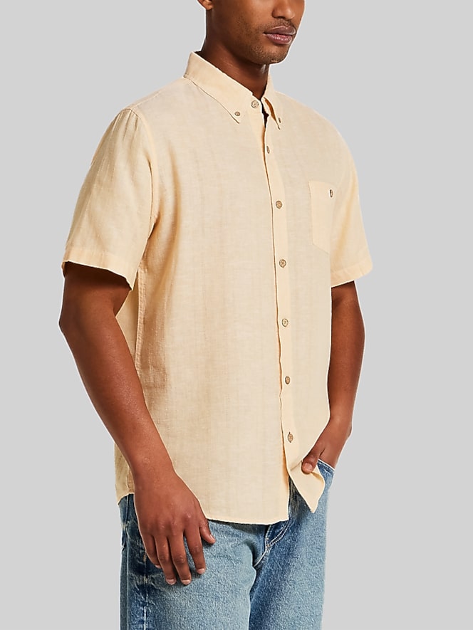 Weatherproof Vintage Regular Fit Dobby Stripe Woven Short Sleeve Shirt