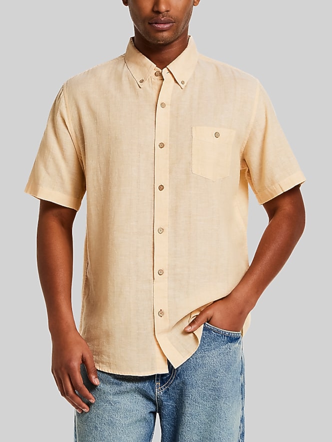 Weatherproof Vintage Regular Fit Dobby Stripe Woven Short Sleeve Shirt