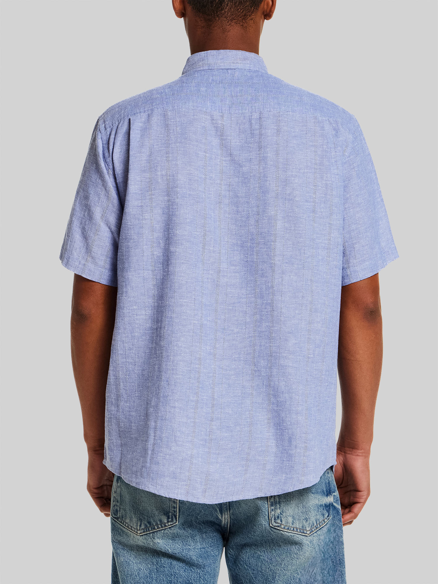Regular Fit Dobby Stripe Woven Short Sleeve Shirt