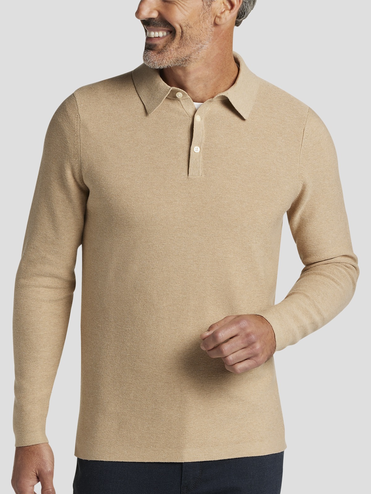 Joseph Abboud Modern Fit Long Sleeve Knit Polo Sweaters Men's Wearhouse