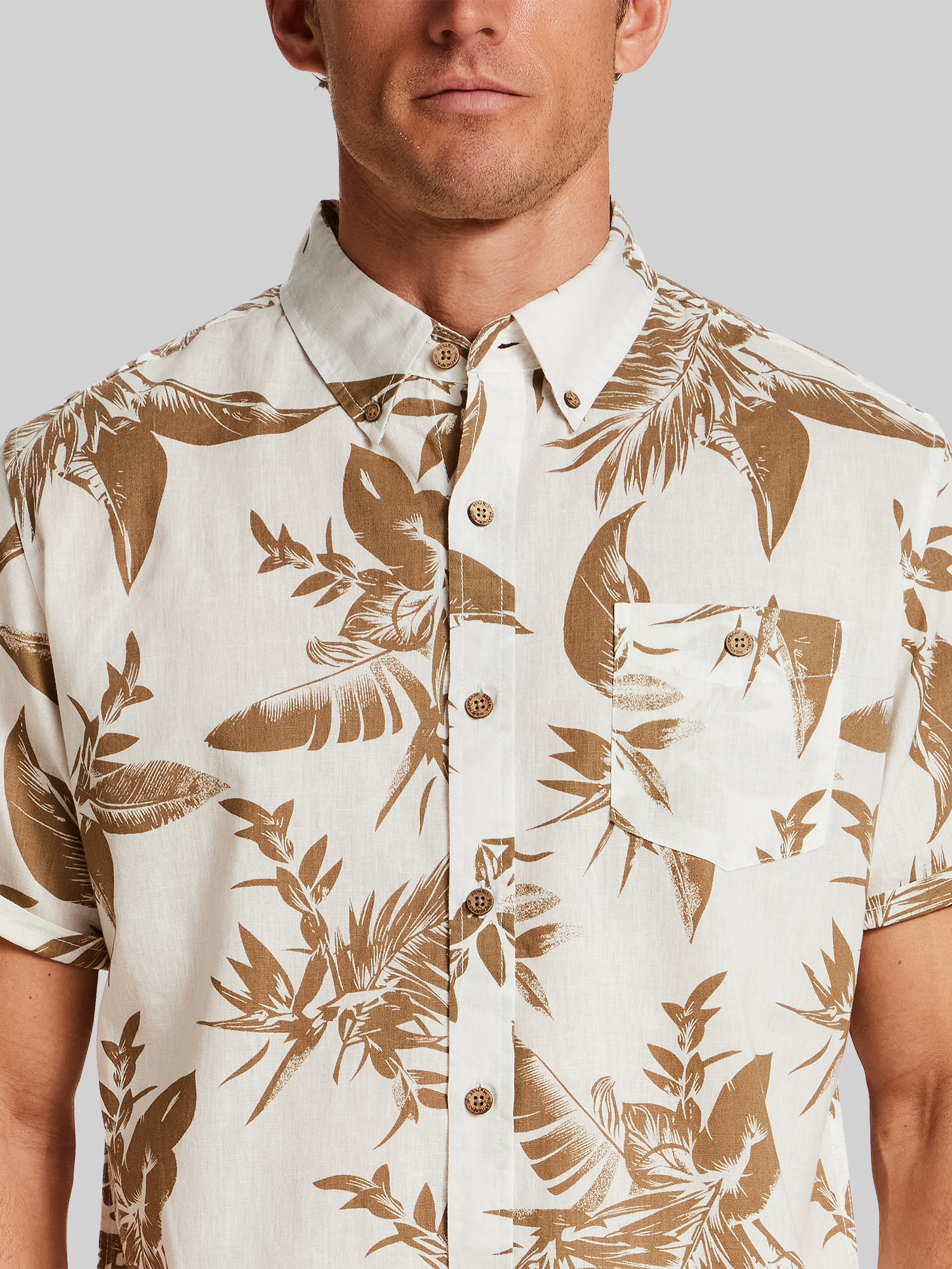 Regular Fit Artistic Floral Short Sleeve Button Up Shirt