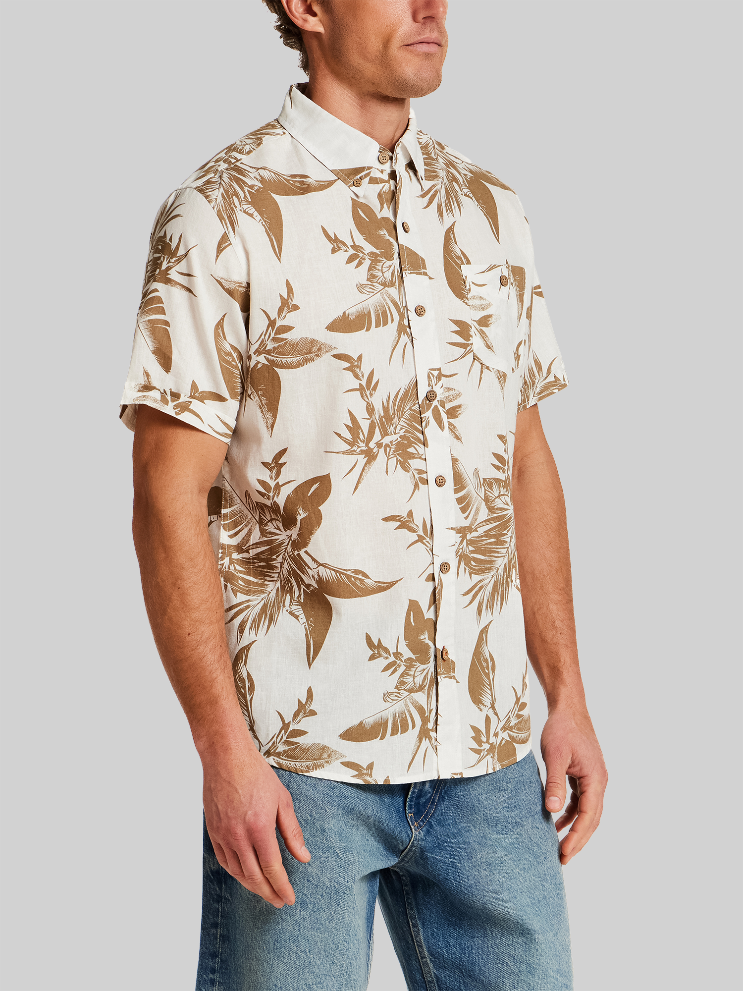 Regular Fit Artistic Floral Short Sleeve Button Up Shirt