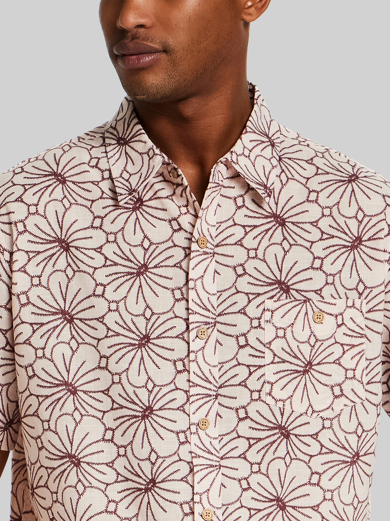 Regular Fit Modern Floral Short Sleeve Button Up Shirt