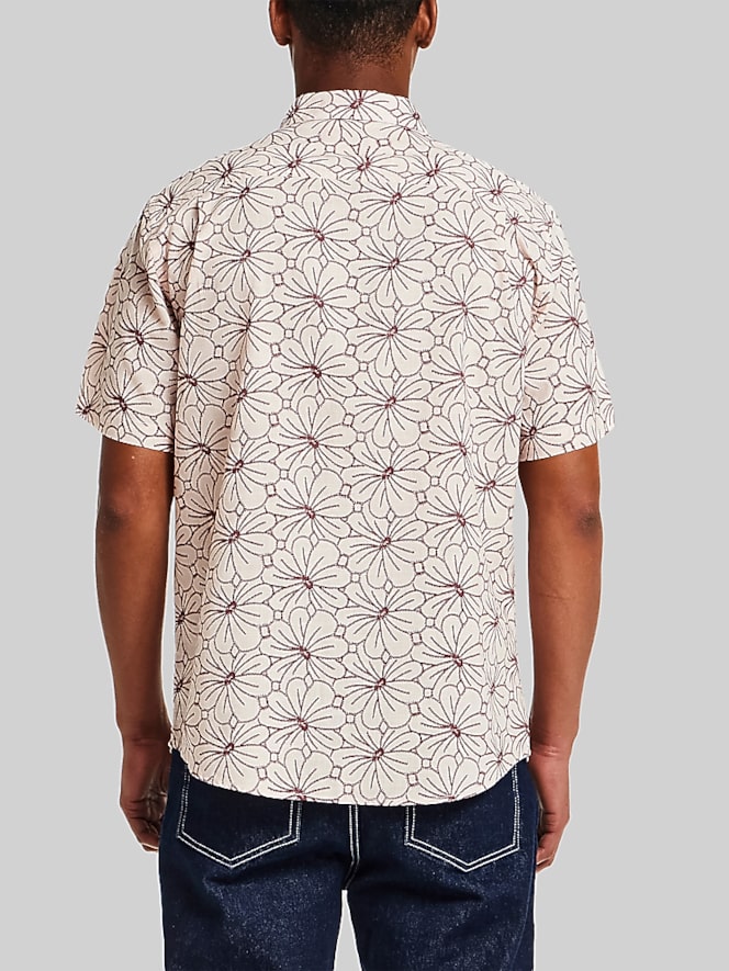 Weatherproof Vintage Regular Fit Modern Floral Short Sleeve Button Up Shirt