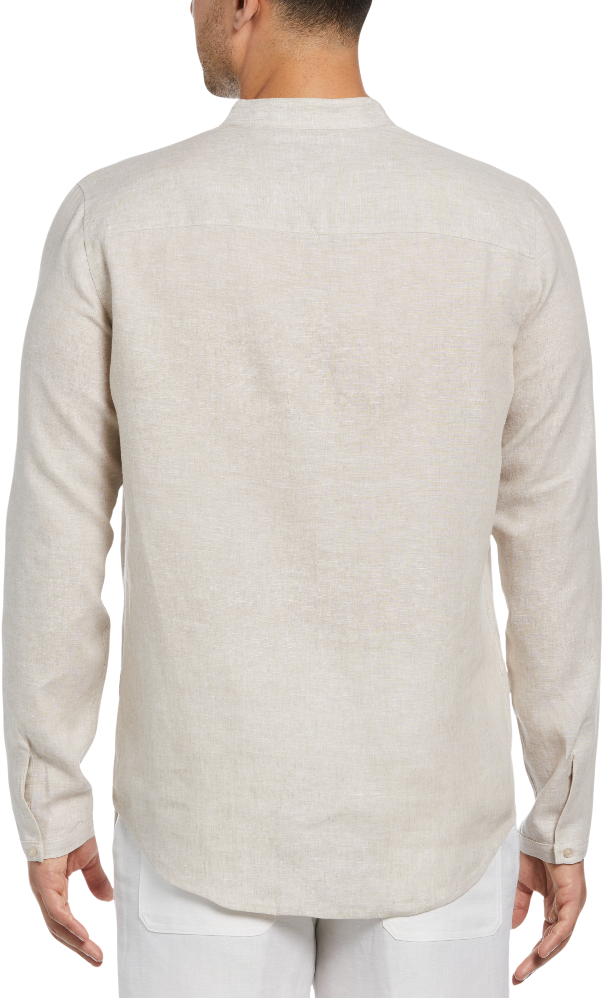 CUBAVERA L/S LINEN POPOVER WITH BANDED COLLAR