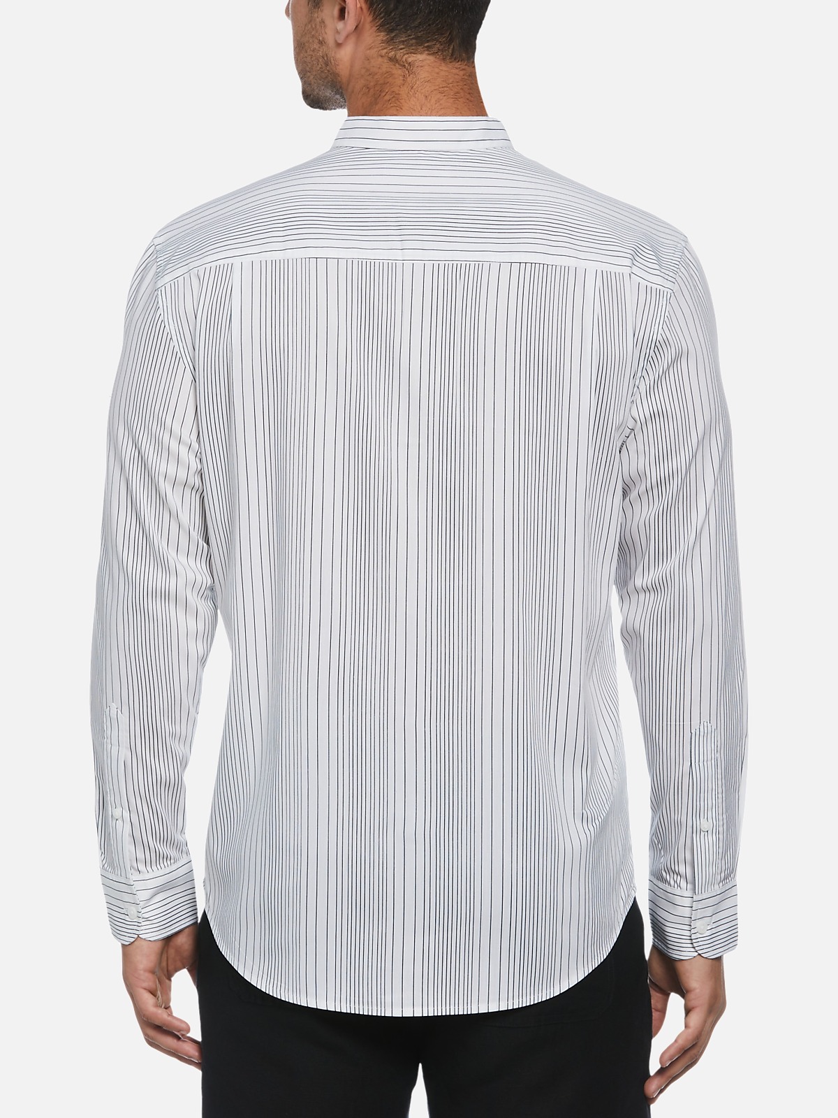 Cubavera Classic Fit Multi-Stripe Band Collar Long Sleeve Shirt